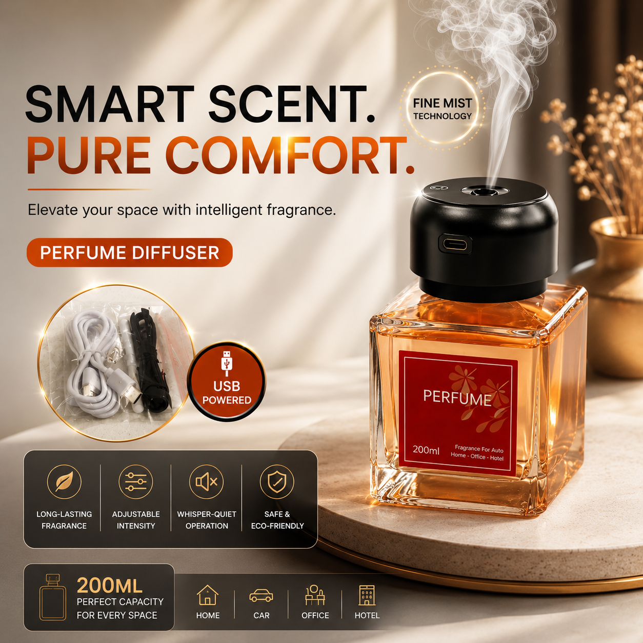 20260614_051626_86a3af8b-3ea0-40bc-afc2-dc0cf7597722.png Air Freshener Luxury Glass Capacity 200ml - Orange - Image 1